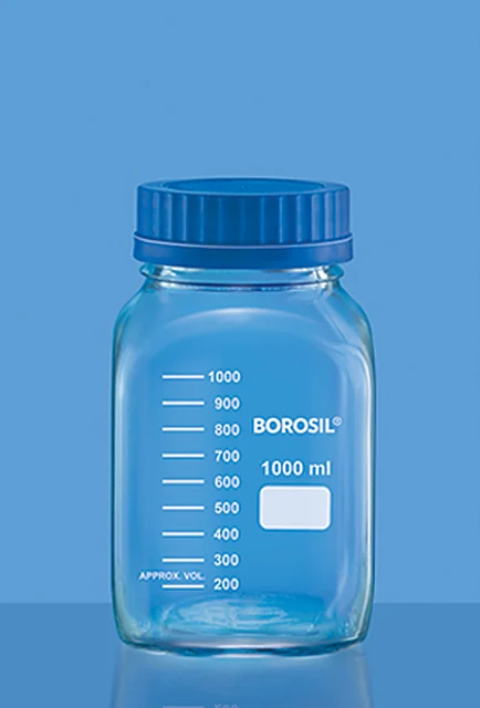 Borosil 1506 Reagent Bottles, Wide Mouth With Screw Cap, Square – Borosil