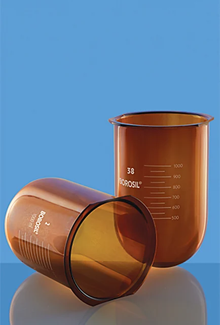 Borosil 4268 Dissolution L-Flask, Amber, USP, With Certificate – Borosil