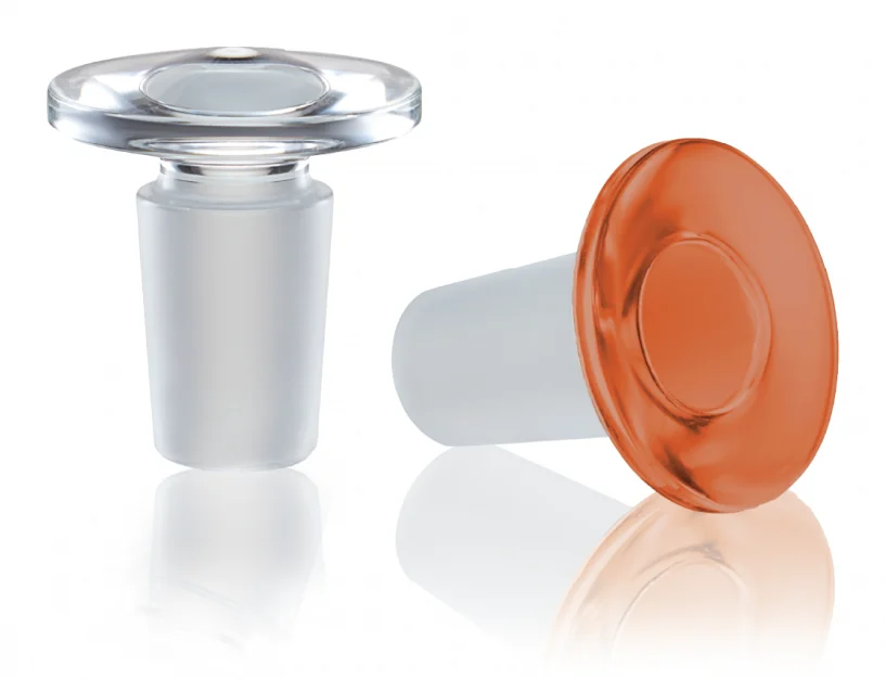 Borosil Glass Stoppers – Flat Head, ISO / DIN, Flat head, long-neck, Clear & Amber – Borosil