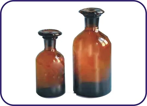 Reagent Bottle With Dust Proof Flat Stopper Narrow Mouth, Amber Colour – Polylab